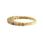 18K Solid Gold Multi Color Sapphire Band - 图片 3