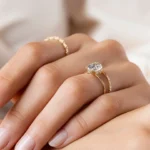 Threaded Ring with Halo, 2ct. Oval Cut Moissanite Diamond - Image 6