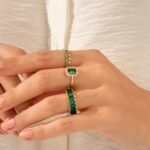 14K Solid Gold Emerald Engagement Ring - 图片 8