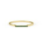 18K Solid Gold Natural Emerald Bar Ring - 图片 4