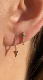 Natural Diamond and Emerald Hoops - 图片 2