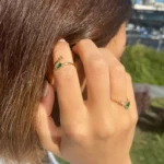 14K Solid Gold Pear Emerald Anniversary Ring - Image 5