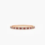 18K Solid Gold Ruby and Diamond Alternating Eternity Ring - 图片 5