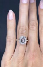 Cluster Emerald Cut Moissanite Engagement Ring 18k Gold Ring - 图片 6