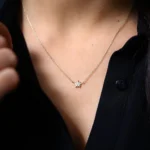 18k Gold Single Natural Diamond Star Necklace - 图片 7