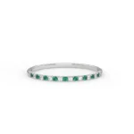 14K Solid Gold 1.3 MM Emerald & Diamond Band - Image 3