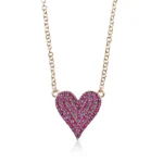 18k Solid Gold Reversible White Diamond And Red Ruby Heart Necklace - Image 5