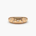 14K Solid Gold 6MM Dome Star Setting Diamond Ring - 图片 6