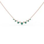 14K Solid Gold Cluster Natural Emerald Necklace