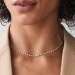 18k Gold Bezel Setting Natural Diamond Tennis Necklace - 图片 6