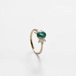 14K Solid Gold Emerald Flower Ring - 图片 3