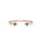 18K Solid Gold Natural Emerald Cuff Ring - 图片 6