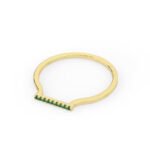 18K Solid Gold Natural Emerald Bar Ring - 图片 5