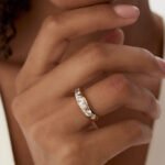 14K Solid Gold Dome Chunky Statement Diamond Ring - Image 2