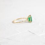 18K Solid Gold Solitaire Emerald Ring - 图片 4
