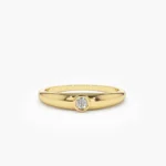 14K Solid Gold Dome Diamond Bezel Ring