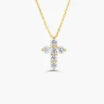 18k Gold Medium Natural Diamond Cross Necklace