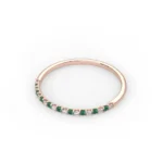 14K Solid Gold 1.3 MM Emerald & Diamond Band - Image 6