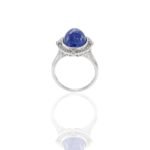 18K Solid Gold Oval Cabochon Tanzanite and Diamond Ring - Image 10