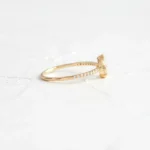 14k Solid Gold Lab-Grown Diamond Moonlite Ring with Pave Band - Image 4