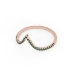 18K Solid Gold V Shape Natural Emerald Wedding Band - Image 3