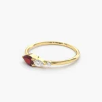 18K Solid Gold Pear Shape Natural Ruby with Pear Shape Diamond Ring - Image 2