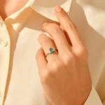 14K Solid Gold Emerald Flower Ring - 图片 2