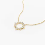 18k Gold Natural Diamond Sun Circle Necklace - 图片 3