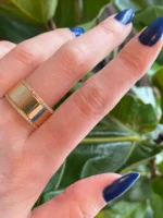 Gold With Natural Diamond Edging Cigar Band Ring - Image 2
