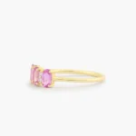 14K Solid Gold Oval Genuine Pink Sapphire and Diamond Ring - Image 4