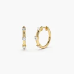 14K Solid Gold Prong Setting Moissanite Diamond Hoop Earrings