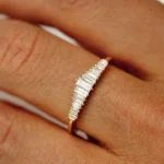 14K Solid Gold Baguette Diamond Tiara Ring - Image 2