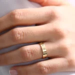 14K Gold Starburst Natural Diamond Signet Ring - Image 2
