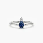 18K Solid Gold Oval Sapphire and Diamond Ring - 图片 2