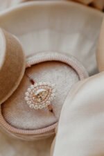14k Solid Gold Halo Moissanite Diamond Ring - 图片 2
