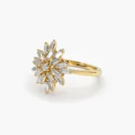 14K Solid Gold Ballerina Baguette Diamond Cluster Ring - 图片 4