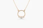 18k Gold Graduated Trio Bezel Diamond Circle Necklace - Image 4