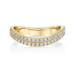 V Shape Wedding band studded with natural diamond in 18k gold - Image 5