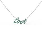 18k Solid Gold Love Necklace in Natural Emerald - Image 3