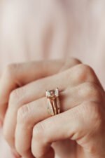 14K Solid Gold Emerald Cut Natural Diamond Half Eternity Ring - 图片 4