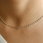 18k Gold Bezel Setting Natural Diamond Tennis Necklace - 图片 7