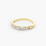 14K Solid Gold Baguette Diamond Stacking Ring - 图片 3