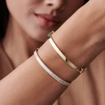 14k Half Eternity Baguette and Round Diamond Bangle - 图片 8