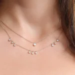 18k Gold 9 Natural Diamond Dangle Necklace - 图片 7