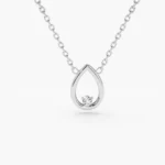 18k Gold Floating Teardrop Diamond Necklace - Image 9