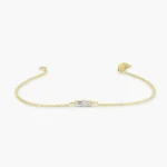 18k Solid Gold Double Baguette Diamond Bracelet
