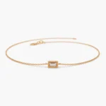 18k Gold Dainty Baguette Moissanite Diamond Bracelet - Image 7