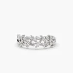 14K Solid Gold Two Row Marquise & Round Diamond Ring - 图片 6