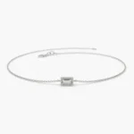 18k Gold Dainty Baguette Moissanite Diamond Bracelet - Image 8