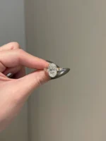 7 Carat Brilliant Oval Cut Moissanite 4-Prong Hidden Halo Spaced Moissanite Ring - 图片 3